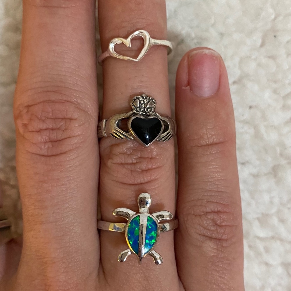 THREE size 7 sterling rings bundle